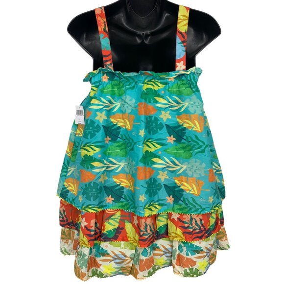 Disney Moana Girls Dress Size 9 10 Cotton Tropical Sleeveless Ruffle Tier New - Picture 5 of 10